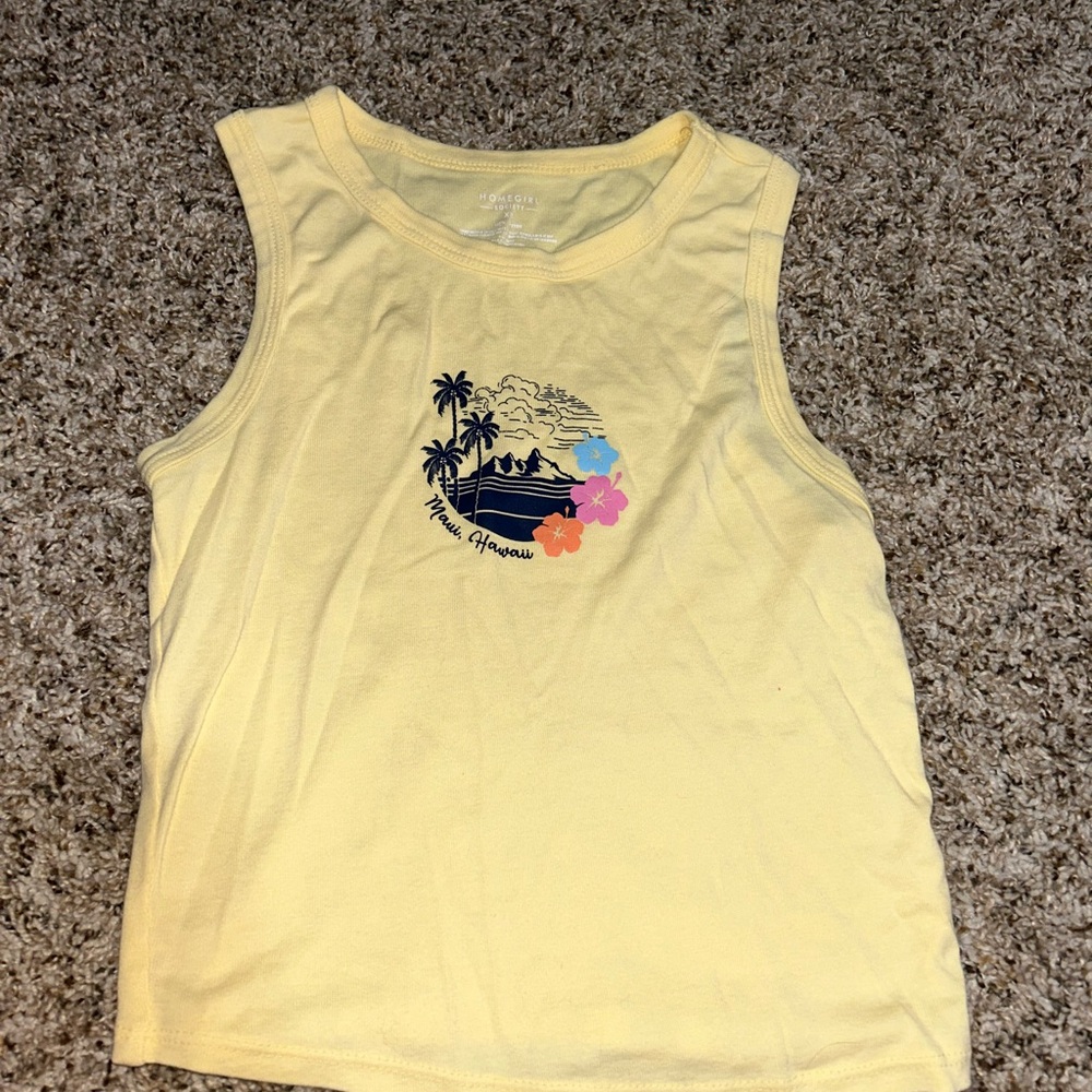 Yellow Hawaii Graphic Tank Top